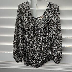 GiGio Plus Sheer Patterned Blouse — Dress Up or Down